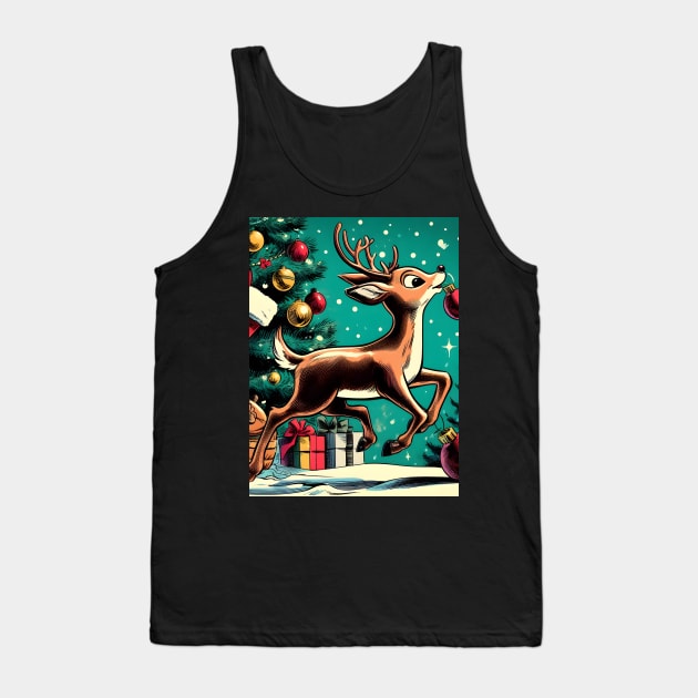 Illuminate the Holidays: Whimsical Rudolph the Red-Nosed Reindeer Art for Festive Christmas Prints and Joyful Decor! Tank Top by insaneLEDP